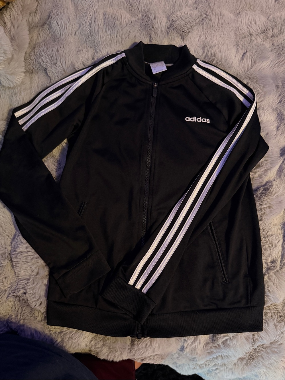 adidas Black Track Bomber Jacket with White Three-Stripes